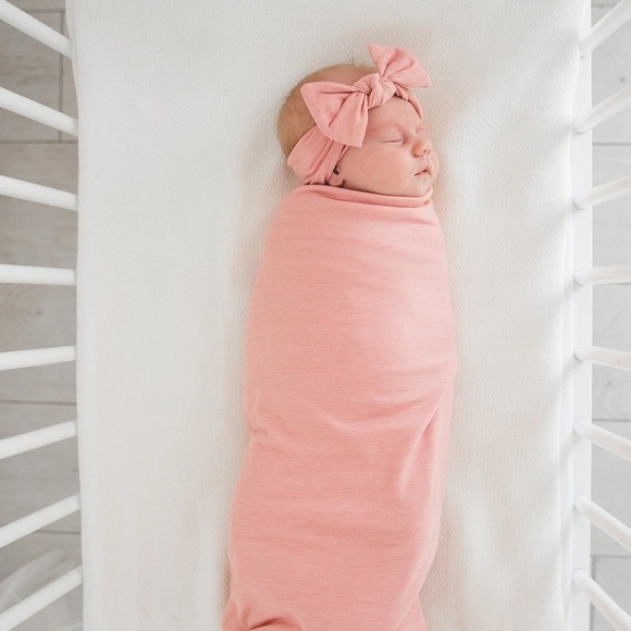 Copper Pearl Knit Baby Headband Bow - Picture 11 of 11